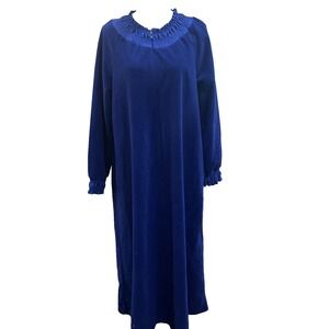 Vintage Vanity Fair Housecoat Size Small Blue Pajama Zip Nightgown Grandmacore